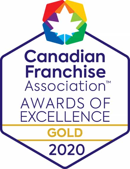 An emblem for the Canadian Franchise Association's Gold Award of Excellence for 2020